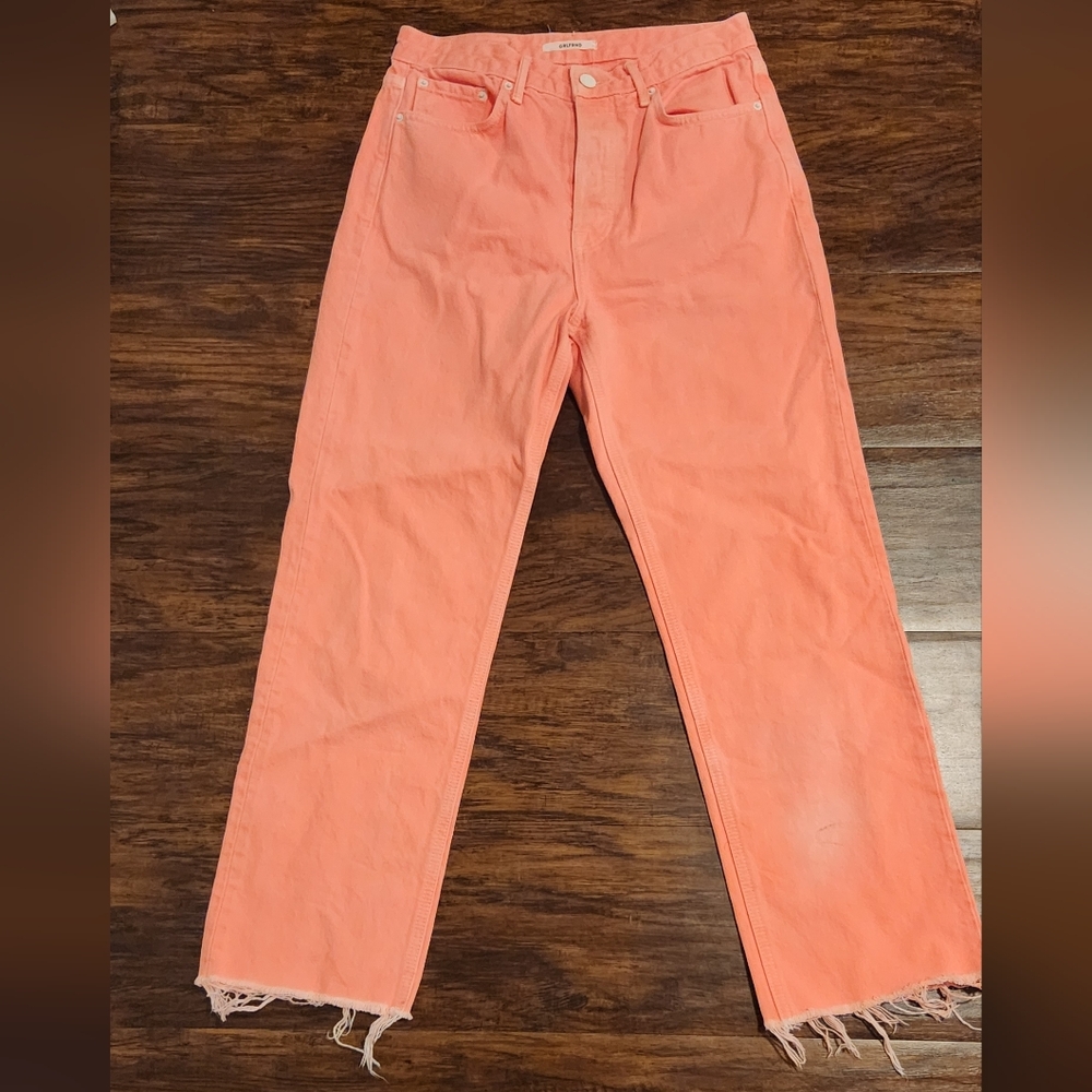 GRLFRND High Rise Jeans in Bright Orange - Picture 2 of 8
